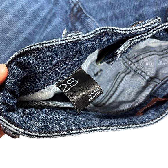 Anthropologie Pilcro High Rise Cigarette Blue Jeans with raw hem woman’s size 28 - Picture 2 of 7